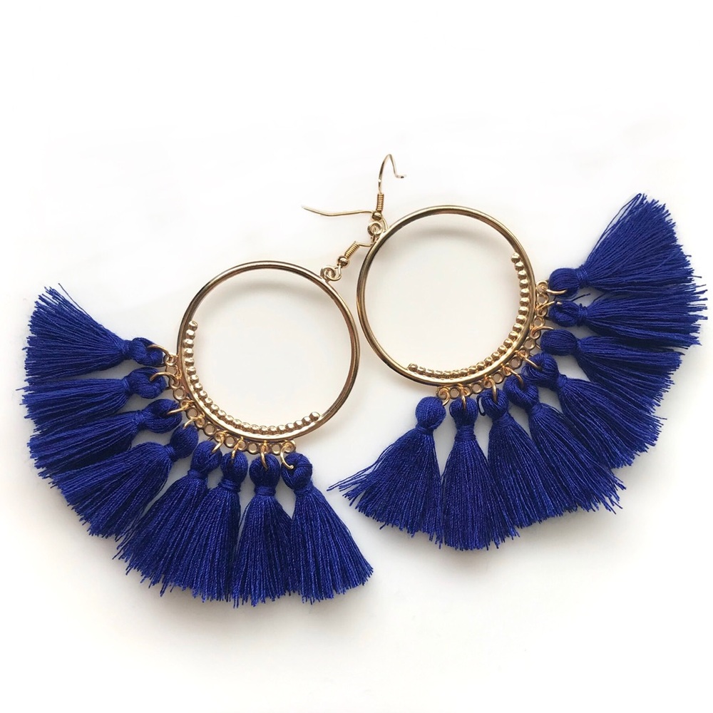 “Arriba!” Tassel Fringe Boho Party Hoop Earrings - Picture 12 of 16